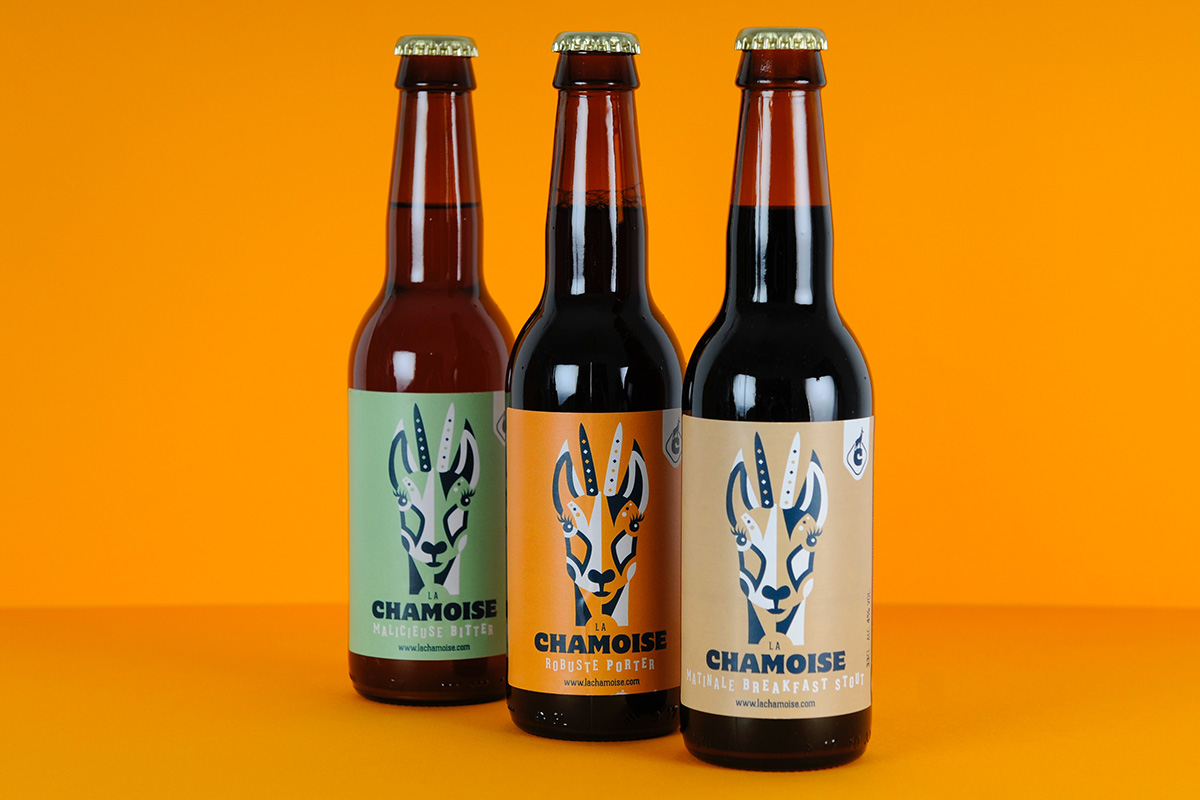 Gamme de bières La Chamoise : Malicieuse, Robuste et Matinale