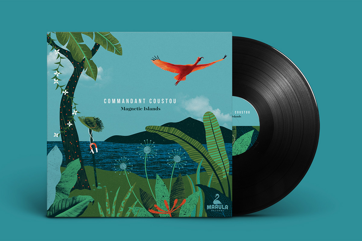 Pochette vinyl Commandant Coustou Magnetic Islands par Antoine Gadiou