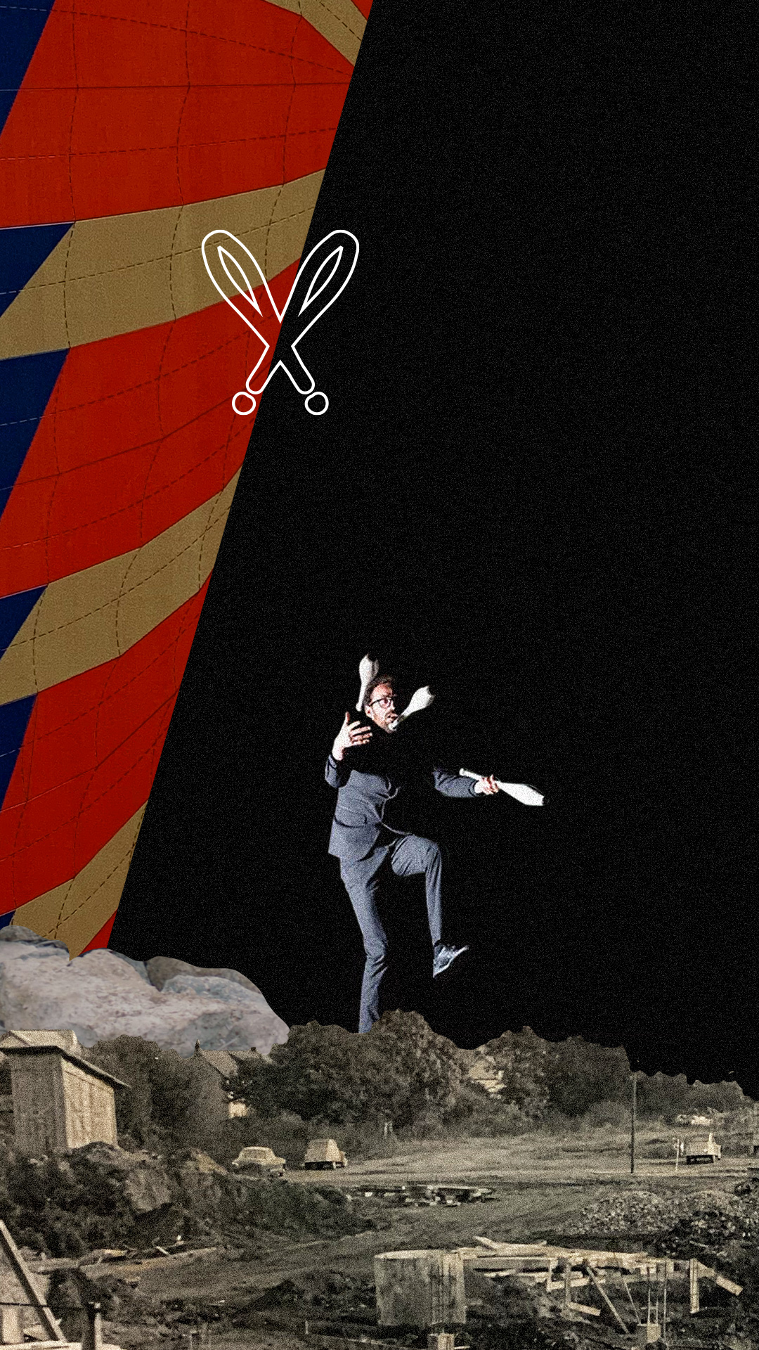 Collage jongleur - habillage graphique du documentaire Le Chapiteau