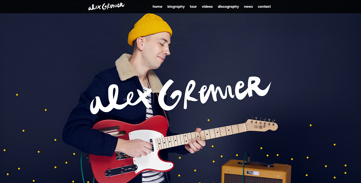 Page d'accueil du site d'Alex Grenier