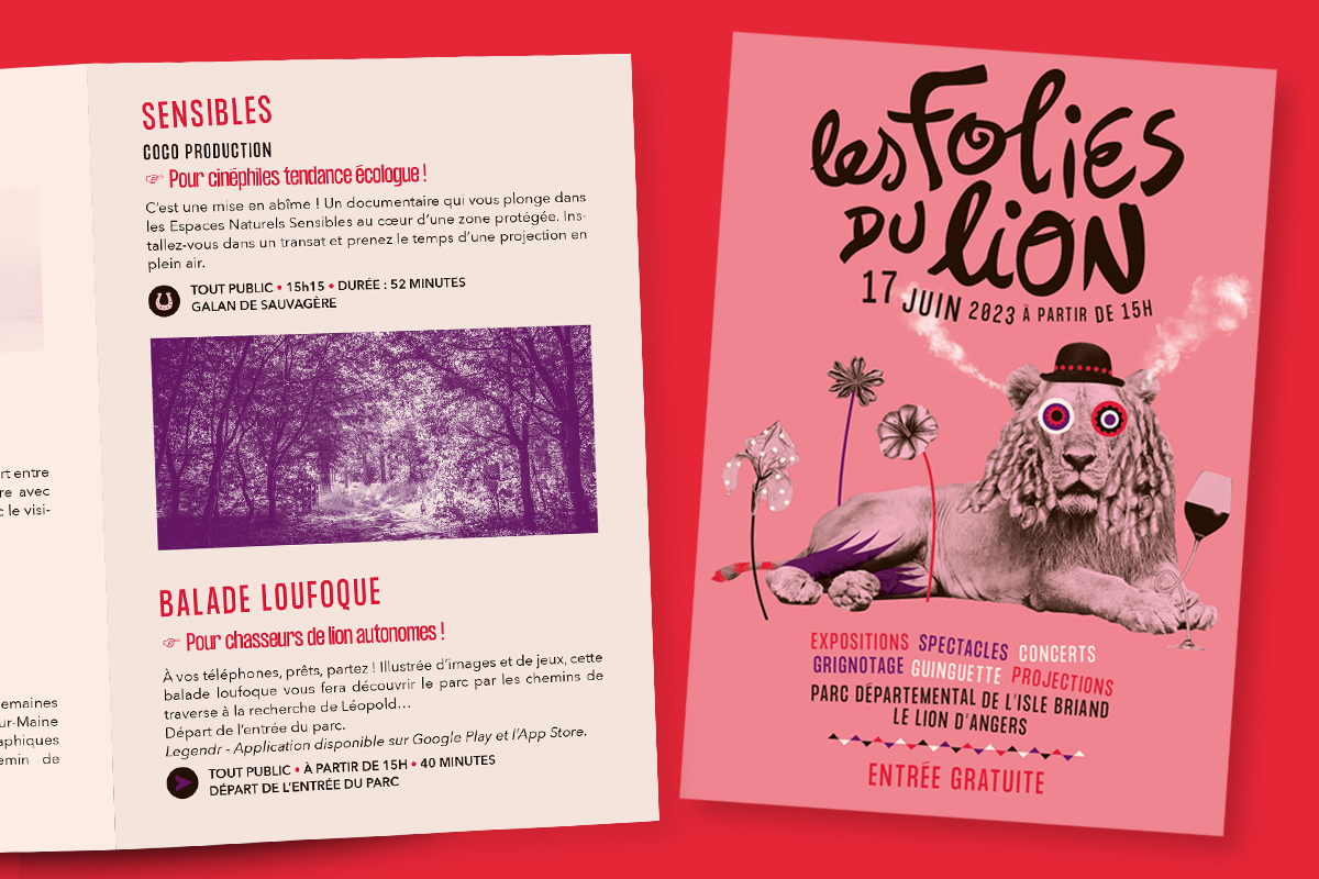 Couverture du dépliant de l'édition 2023 du festival Les Folies du Lion