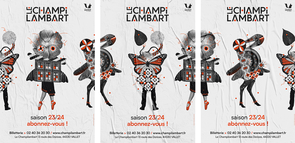 Affiches de saison 2023-2024 Le Champilambart, salle de spectacle.