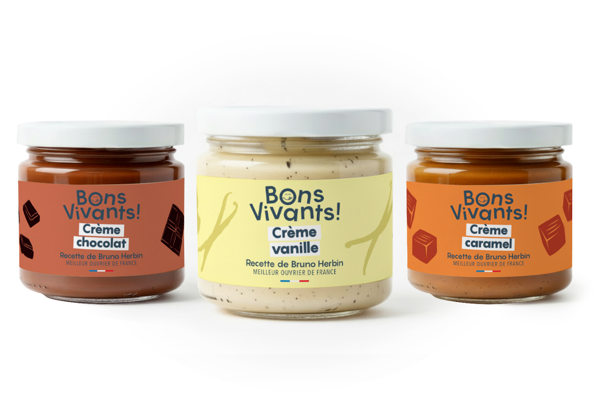 Packaging Bons Vivants épicerie fine, crèmes dessert